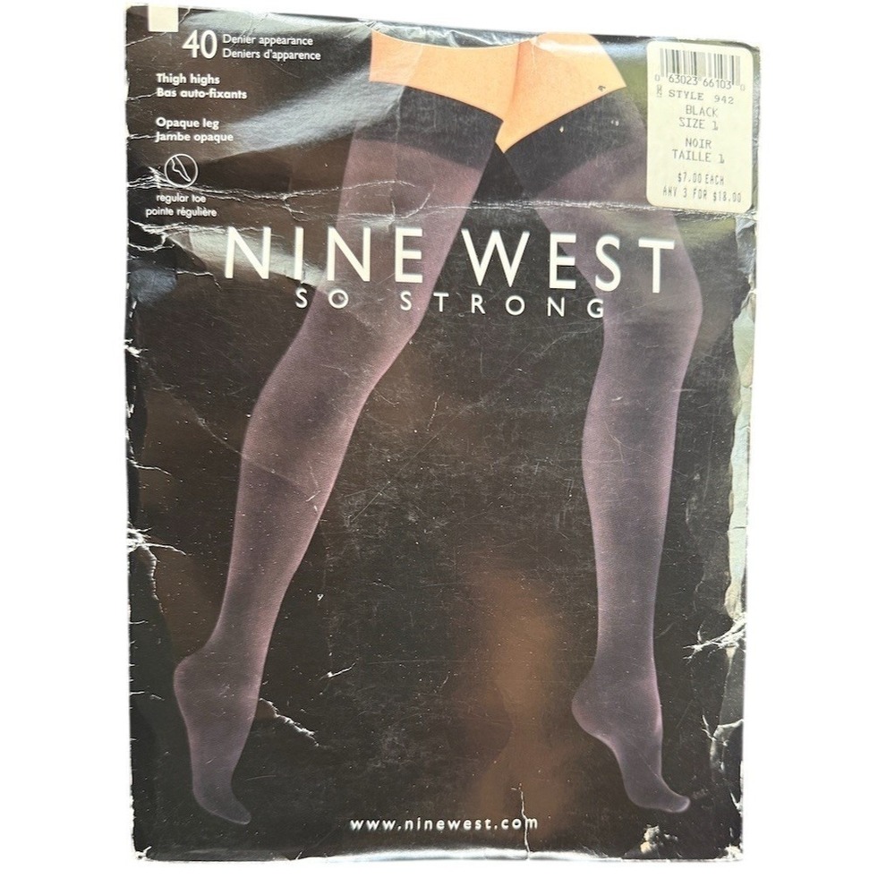 Nine West Thigh Highs Womens One Size Black‎ Opaque 40 Denier Regular Toe Lycra